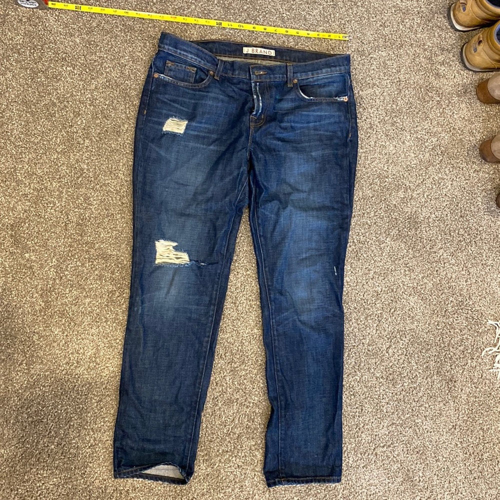 J Brand boyfriend jeans.